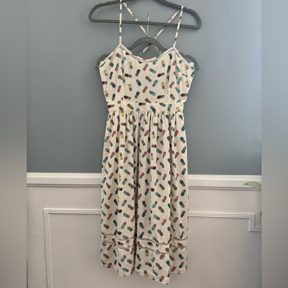 Modcloth Cooperative Cream Midi Dress with Multicolor Pineapple Pattern 🍍